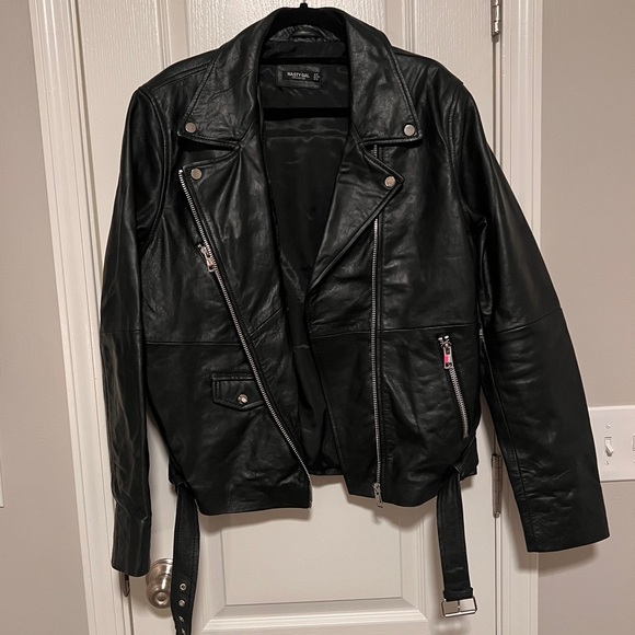 Nasty Gal Black Leather Biker Jacket - Picture 1 of 8